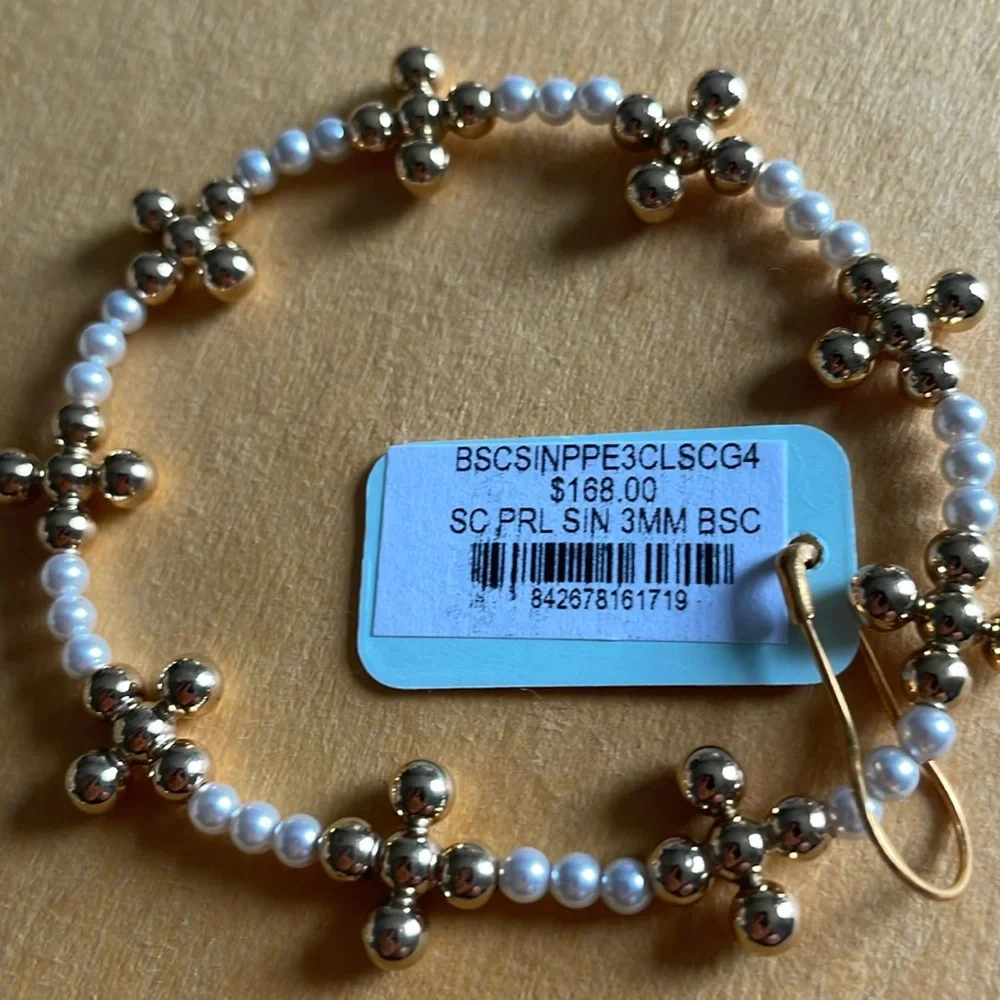 ENewton Sincerity Pearl and Gold signature cross Bracelet NWT